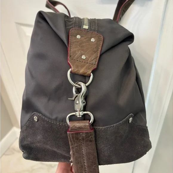 ✨MZ WALLACE Josie Bedford Nylon Grey Satchel/Large Bag Suede & Leather Trim